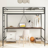 Bellemave® Twin Loft Bed with Cinnamon Wood Desk and Closet Rod - Bellemave
